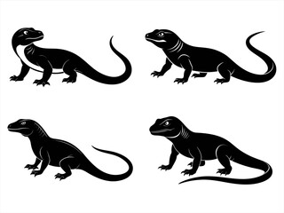 desert monitor sihouette black vector bundle