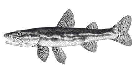 Obraz premium Detailed Illustration of a Barracuda Fish with PNG transparent background