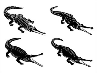 gharial sihouette black vector bundle
