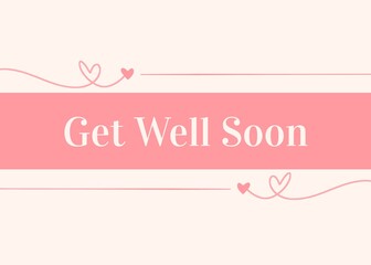 pink love caring Get Well soon wishes card design