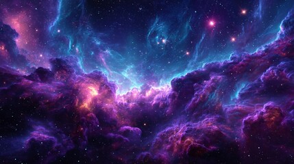 Naklejka premium Stunning nebula in vibrant colors with stars in the deep cosmos background