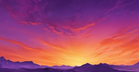 Obraz premium Fluid orange purple watercolor wash, evoking a fiery sunset sky , flowing, art, orange