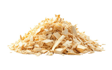 Pile of wood chips on a white background