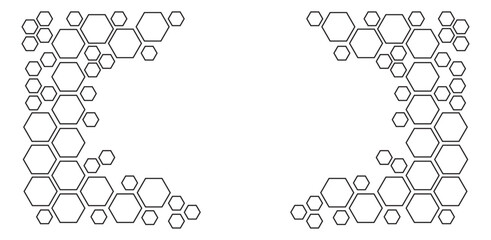 Honey comb pattern, texture line art. Honey hive background, beehive silhouette, simple outline design. Geometric cell frame, cute black grid bg. Vector illustration