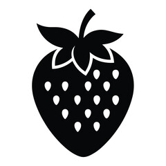 strawberry silhouette icon on white background