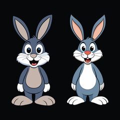 set of funny rabbits