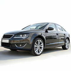 Naklejka premium A sleek, modern car isolated on a white background, highlighting its aerodynamic design, smooth curves, and advanced features