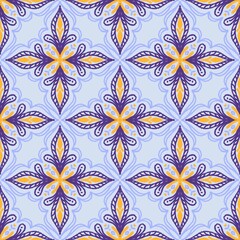 Fototapeta premium Colorful vintage floral fabric pattern for printing on fabrics, pillows, blankets, scarves. 