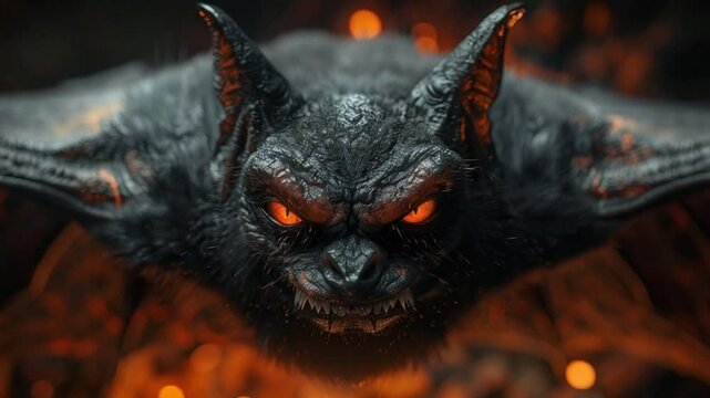 scary bat hellowen with glowing eyes at night