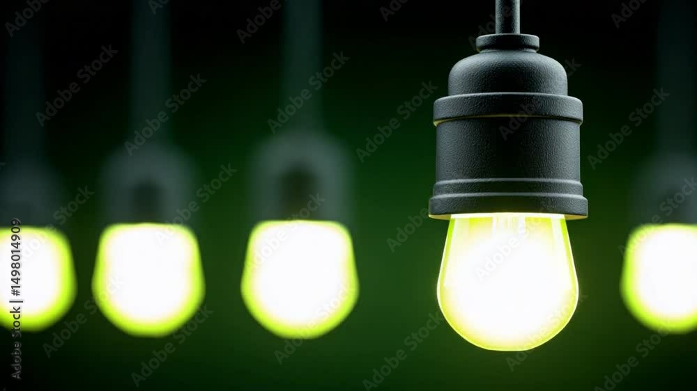 Aufkleber illuminating idea: a creative capture showcasing a row of incandescent lightbulbs hanging from the c