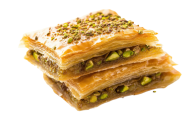 Stack of pastries with a green topping