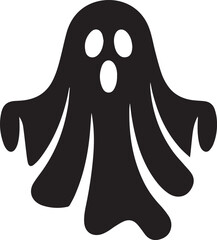 Ghost Icon Silhouette Vector – Scary Black Halloween Illustration