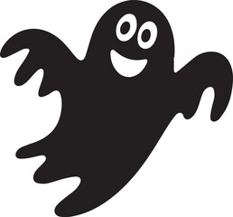Ghost Icon Silhouette Vector – Scary Black Halloween Illustration