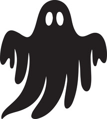 Ghost Icon Silhouette Vector – Scary Black Halloween Illustration