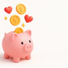 Love and wealth piggy bank illustration in a creative environment
