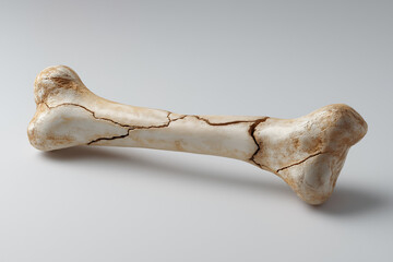 Fractured Bone Model Showcasing Skeletal Injury on Light Background