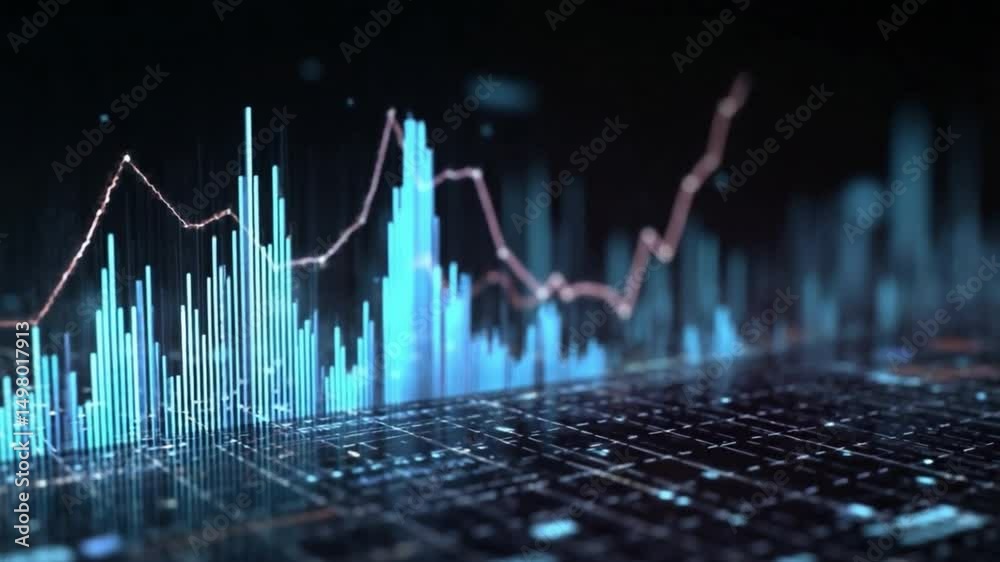 Leinwandbilder Visualizing Data: A mesmerizing display of fluctuating charts and graphs, symbolizing growth, analysis, and data-driven insights within a technology-driven environment.