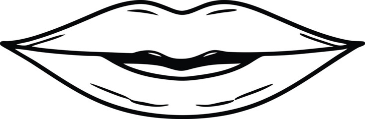 The Smiling Silhouette: A simple yet expressive line drawing of lips forming a smile, conveying a sense of joy, positivity, and communication.