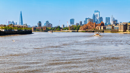 View of the city of London and the River Thames from Canary Wharf