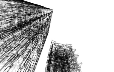 Abstract modern architectural 3d illustration