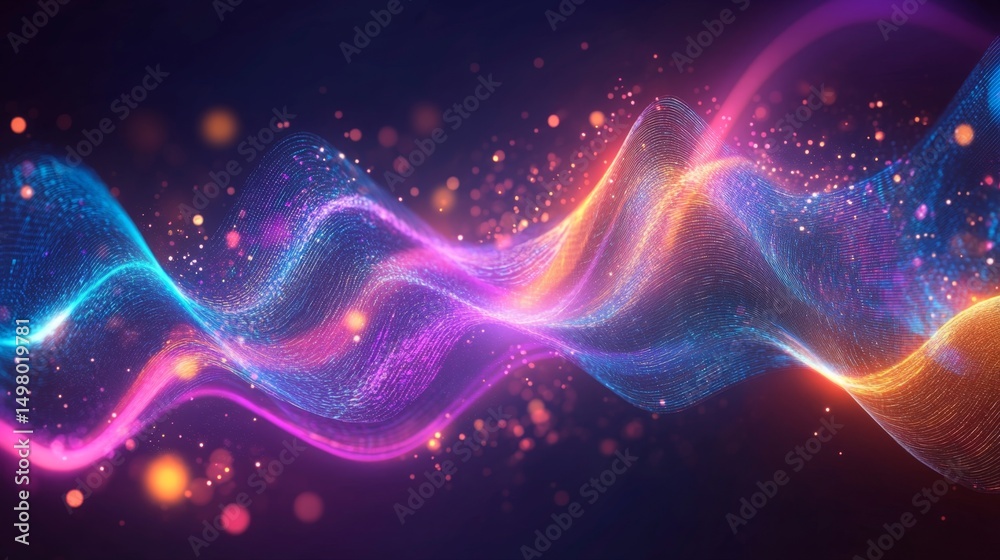 Poster dynamic data streams flowing through digital cyberspace virtual environment abstract visualization