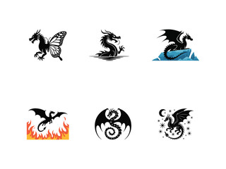 Obraz premium 6 Dragon Silhouette Bundle SVG