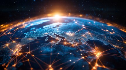 Obraz premium Connecting networks across the globe a digital image of the earth’s interconnected systems in a technological environment