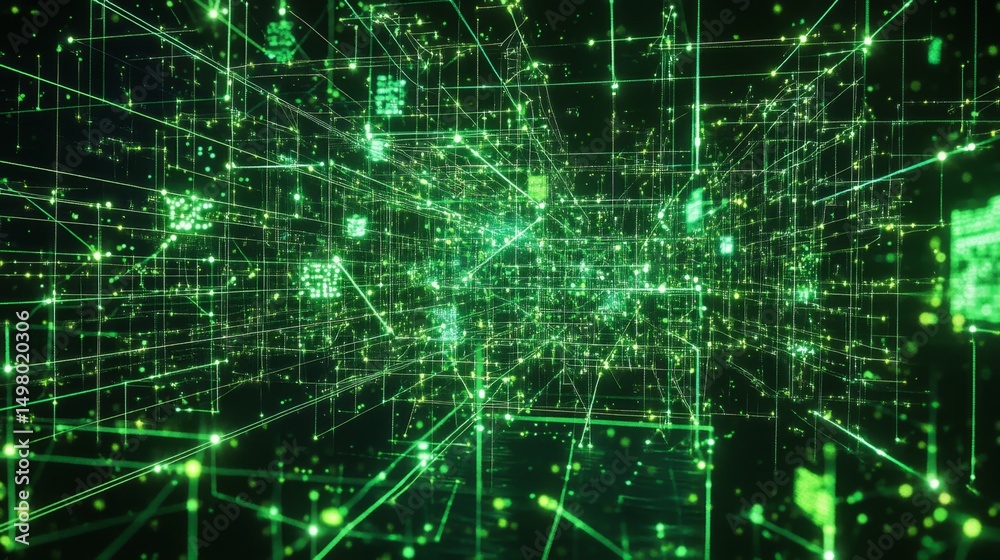 Poster illuminating data flow a digital neural network system in a virtual environment for enhanced ai insi