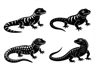 tegu sihouette black vector bundle