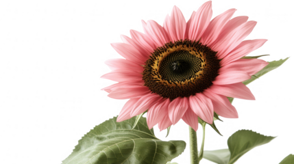 Artistic close-up of a pink sunflower with PNG transparent background