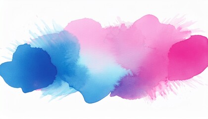 abstract pink and blue watercolor stain on white background