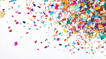 Obraz premium Joyful confetti explosion celebration festive venue photo bright atmosphere aerial view colorful paper pieces for exciting visual appeal