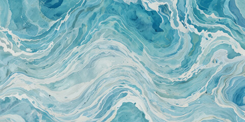 Obraz premium Abstract blue and white water ocean wave and curved line background. Blue wave with liquid fluid ocean texture. Ocean wave banner background.