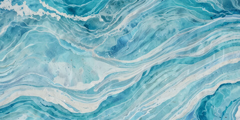 Fototapeta premium Abstract blue and white water ocean wave and curved line background. Blue wave with liquid fluid ocean texture. Ocean wave banner background.