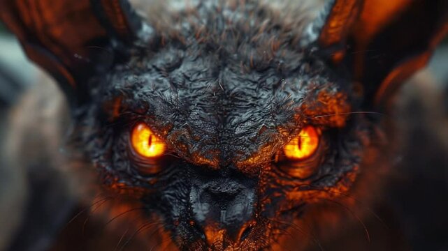scary bat hellowen with glowing eyes at night