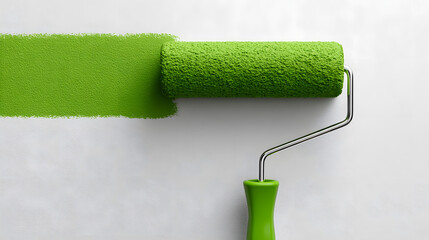 Paint Roller on White Wall DIY Home Improvement Painting Projects Interior Design Ideas Room Makeover Tools Wall Painting Techniques Smooth Finish Application

