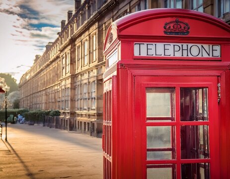 classic red british telephone booth with vintage appeal