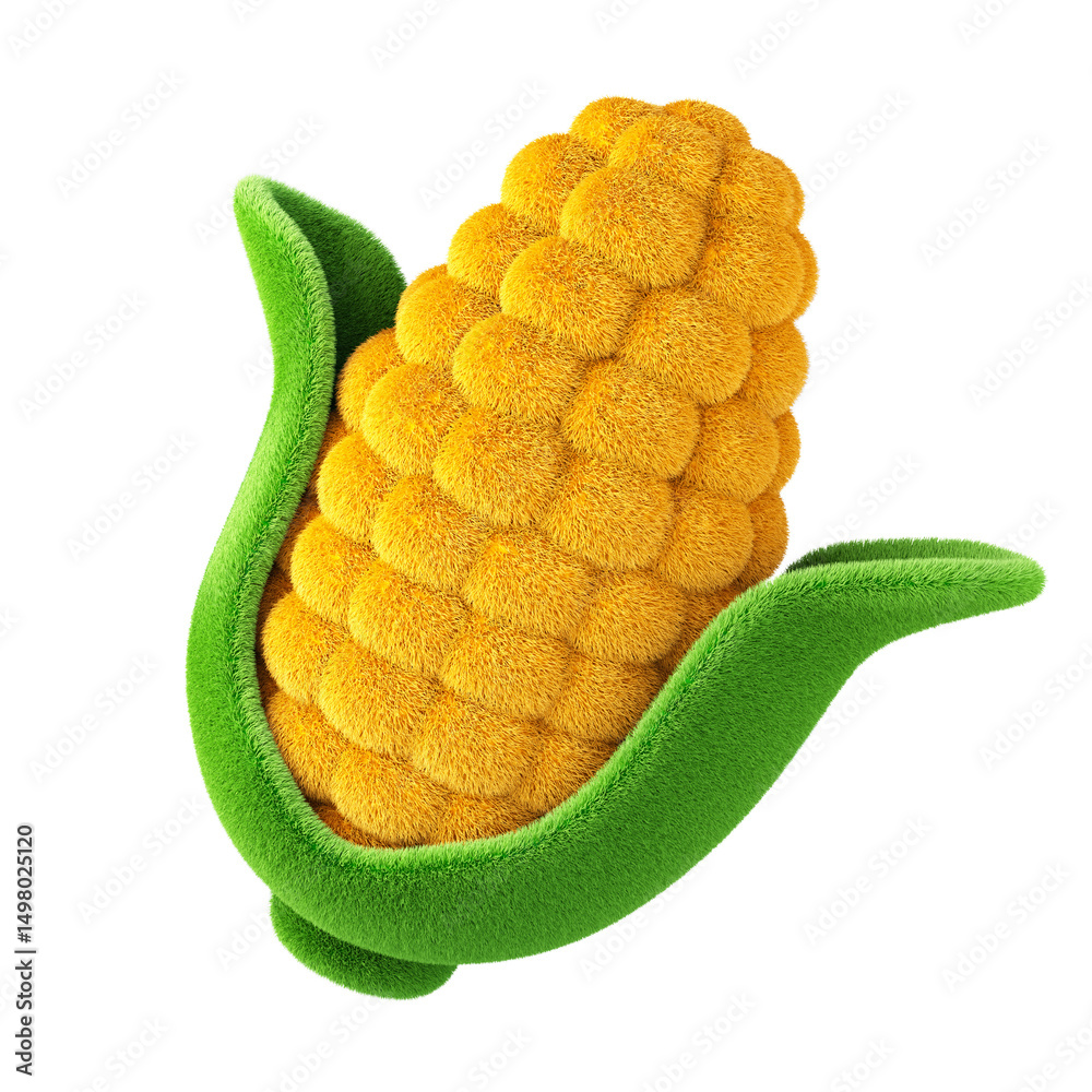 Canvas Prints cute fluffy corn 3d rendering. isolated on white.