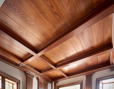 wood ceiling cornice features along with interior decoration and connections of wall column and ceiling conceptual image for interior style