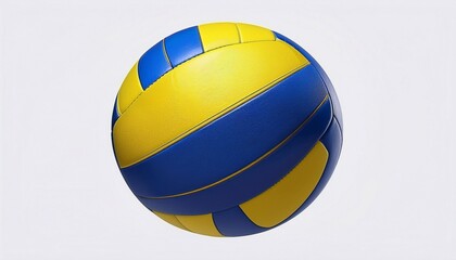Fototapeta premium yellow and blue beach volleyball ball rotating on white background