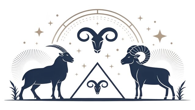 Aries Horoscope Logo & Ram Silhouettes