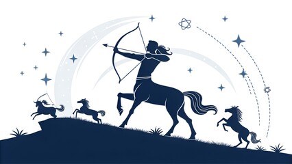 Sagittarius Horoscope Logo & Archer Silhouettes