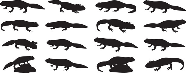 Salamander silhouette vector seamless pattern amphibian animal wildlife nature background design graphic art  100