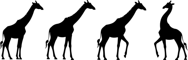 Giraffe Bundle line art silhouette illustration