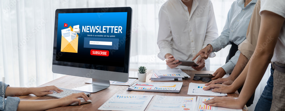 Aufkleber newsletter signup page on computer for customer to subscribe brisk newsletter update information to subscriber