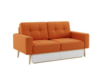 Fototapeta premium Orange two seater sofa isolated on white background