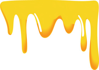 Illustration of yellow honey flowing in smooth curved streams with a gradient from orange to bright yellow.