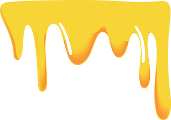 Illustration of yellow honey flowing in smooth curved streams with a gradient from orange to bright yellow.