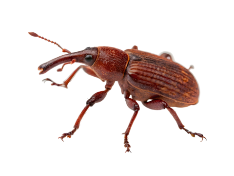 Rice weevil on white background 