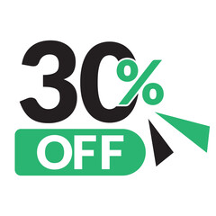 30% OFF Sale Discount Banner vector logo icon.